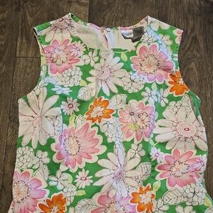 Chadwick's Floral Sleeveless Dress Sleeveless Retro Midi Size 10 Summer Bohemian